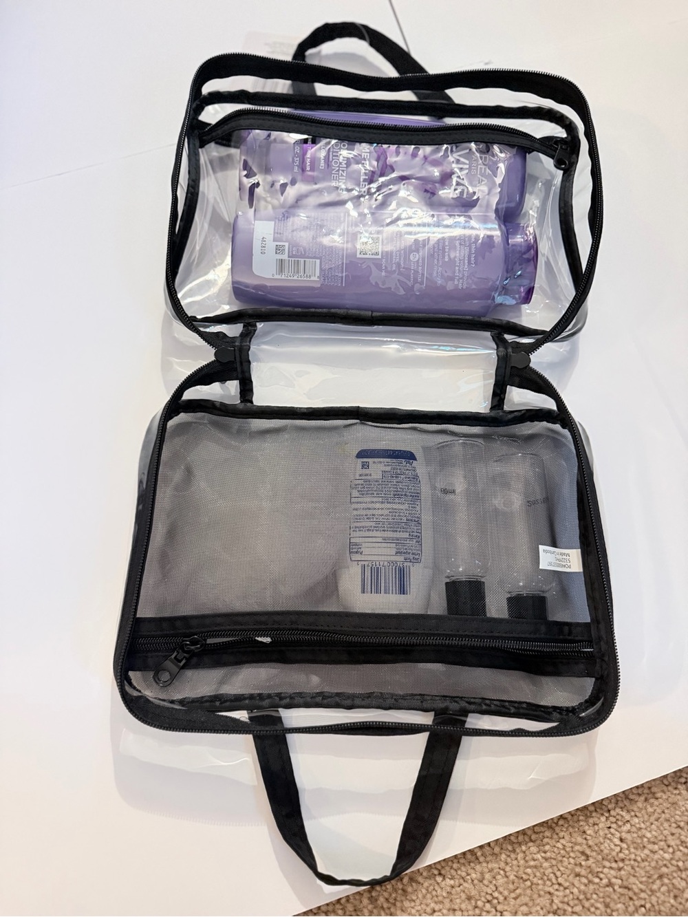 Ryshi Weekender Bag with Fittings Clear Travel Toiletry Case L'Oreal Crest Set